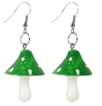 green mushroom earrings