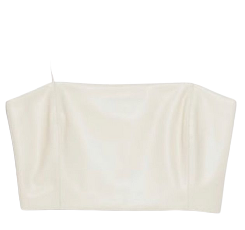 Zara - cream faux leather crop top