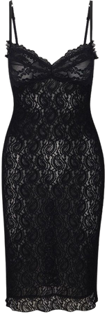 The Gisele Noir | Stretch Lace Black Midi Dress | Réalisation Par