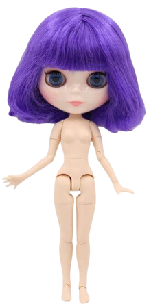Neo Blythe Doll with Purple Hair, White Skin, Shiny Cute Face & Factory Jointed Body