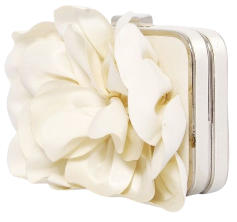 white floral clutch