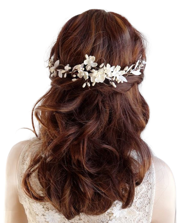 Ivory hair piece, floral headpiece, ivory hair clip, bridal hair vine, prom hair piece, white hair flower, hair garland, romant