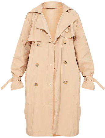 Camel Oversized Belted Midi Trench | PrettyLittleThing USA