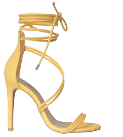 Yellow Lace Up Heels Sandals