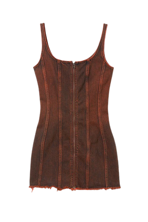 Alvarado Denim Short Zip Dress - Rusty Red - Weekday WW
