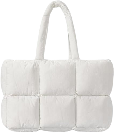 Amazon.com: Herald Puffer Tote Bag for Women, Large Quilted Puffy Handbag Lightweight Winter Down Padding Lattice Satchel Purse (White) : Clothing, Shoes & Jewelry