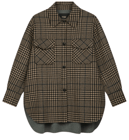 120GAVINO Belted check print coat - Coats & Jackets - Maje.com