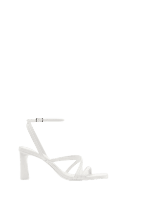 High-heel strappy sandals with ankle strap - Shoes - Woman | Bershka