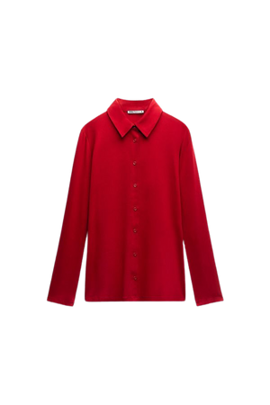 FITTED BUTTONED SHIRT - Red | ZARA United States