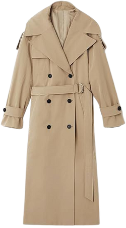 Makkrom Women's Double Breasted Long Trench Coat Windproof Classic Lapel  Slim Overcoat with Belt