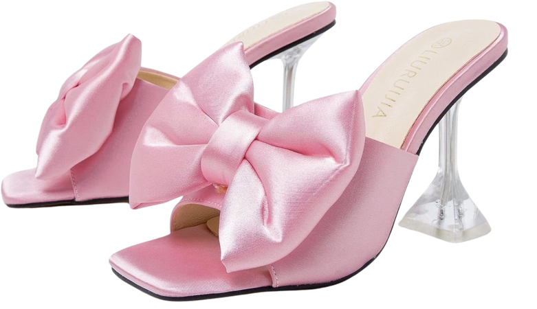 silk bow heels pink