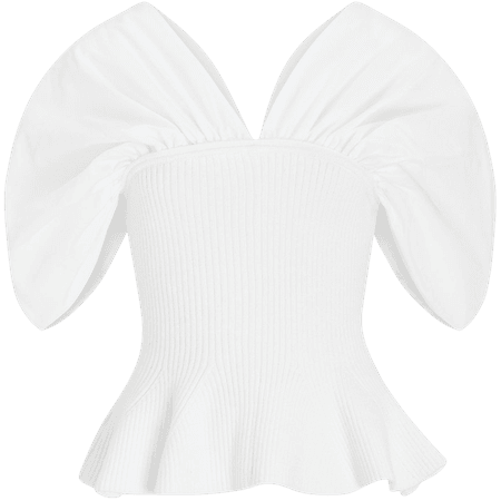 Draped Shoulder Ribbed Peplum Sweater | Express