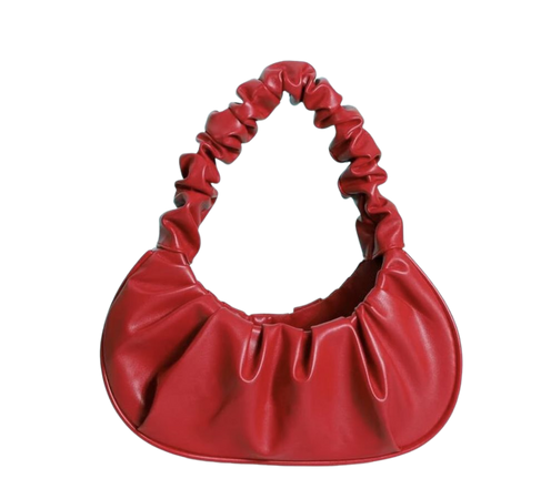 red ruched purse