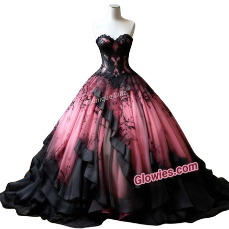 pinkblack wedding dress