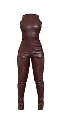 brown leather jumpsuit