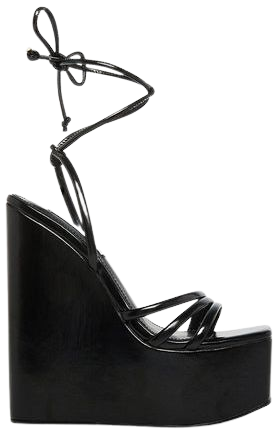 ISLA Black Metallic Platform Wedge Strappy Sandal | Women's Sandals – Steve Madden
