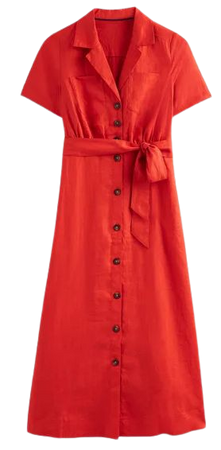 Linen Maxi Shirt Dress - Vermillion | Boden US