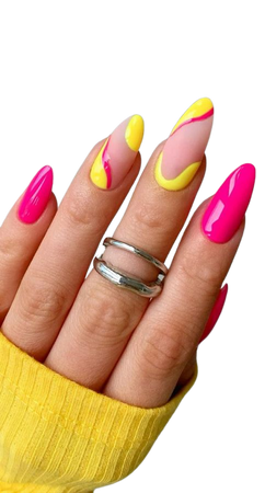 yellow and pink nails - Google Search