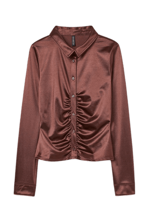 Airy Jersey Blouse - Chocolate brown - Ladies | H&M US
