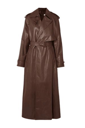 Brown Belted leather trench coat | Bottega Veneta | NET-A-PORTER