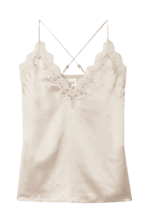 Cream The Everly lace-trimmed silk-charmeuse camisole | Cami NYC | NET-A-PORTER