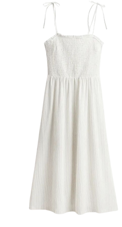 Tie-shoulder-strap Smocked Dress - Cream/striped - Ladies | H&M US