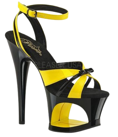 Pleaser MOON-728 Yellow and Black Platform Sandal