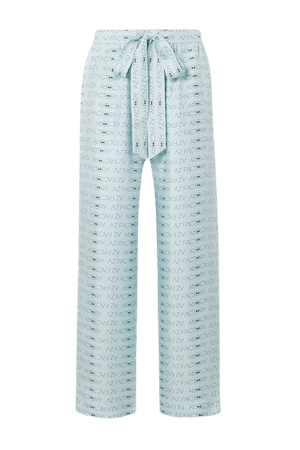 AZ Factory - Pijama Look But Don't Touch Printed Silk-twill Wide-leg Pants - Blue
