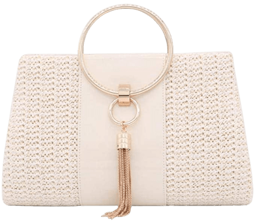 Straw Clutch Handbag, Women Straw Tote Purse Envelope Bag Wallet Summer Woven Beach Bag (White): Amazon.co.uk: Clothing