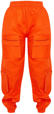 Neon Orange 3D Pocket Cargo Pants | PrettyLittleThing USA