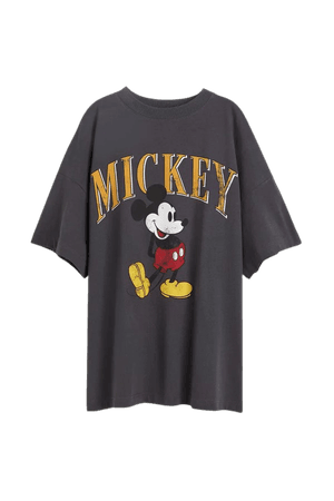 Long Printed T-shirt - Dark gray/Mickey Mouse - Ladies | H&M US