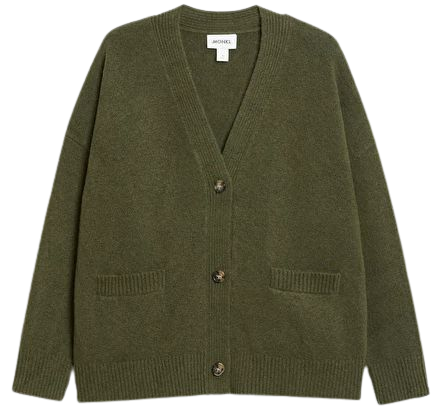 Relaxed knitted cardigan - Khaki green - Monki WW
