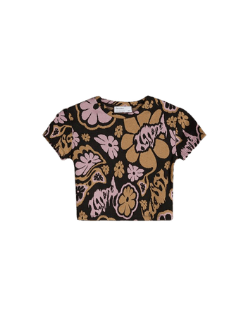 Floral print short sleeve jacquard sweater - New - Woman | Bershka