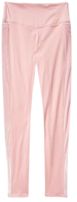 High Waist Fleece Lined Velvet Trim Legging - PINK - pink