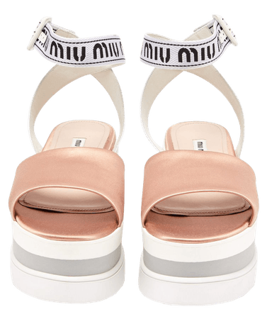 Logo-jacquard satin flatform sandals | Miu Miu | MATCHESFASHION.COM UK
