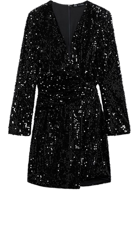 SEQUINED VELVET BLAZER DRESS - Black | ZARA United States