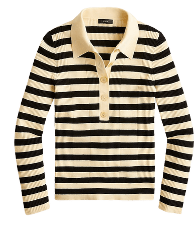 J.Crew: Collared Silk-blend Sweater In Stripe For Women