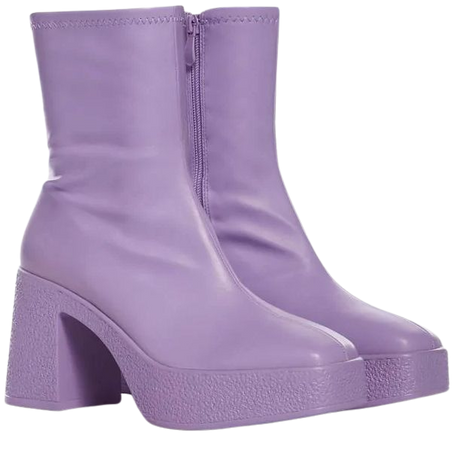 Vegan Leather Platform Ankle Heeled Boots - Purple – Dolls Kill