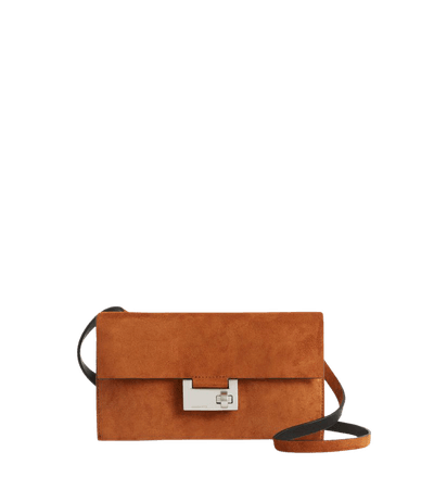 ALLSAINTS US: Womens Francois Leather Crossbody Bag (amber_brown)