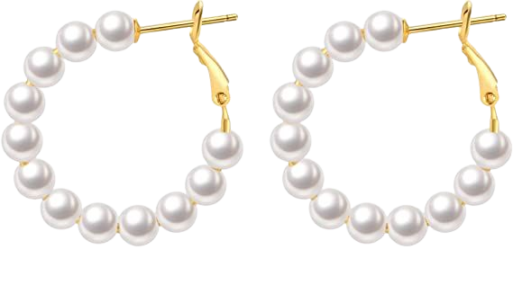 Amazon.com: Pearl Hoop Earrings for Women Small Pearl Hoop Earrings ,14K Gold Plated Lightweight Open Large Circle Round Pearl Earrings Jewelry Birthday Gift for Women Girls: Clothing, Shoes & Jewelry