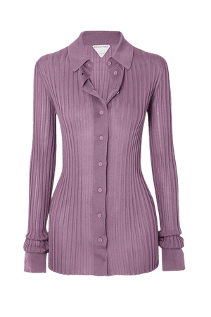 Purple Ribbed silk shirt | Bottega Veneta | NET-A-PORTER