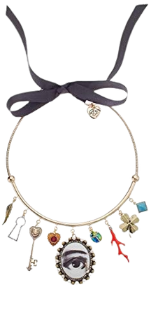 Betsey Johnson Mixed Multi-Charm Adjustable Choker Necklace: Clothing