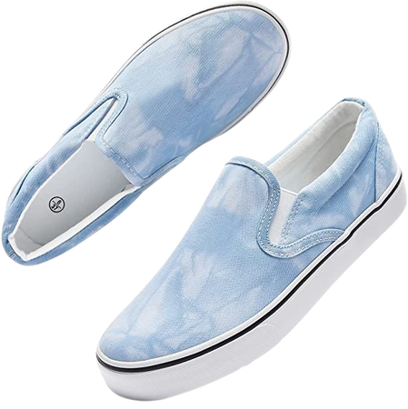 Amazon.com | Women's Slip on Shoes Low Top Canvas Sneakers Non Slip Fashion Casual Shoes（Lt.Blue.US8） | Fashion Sneakers