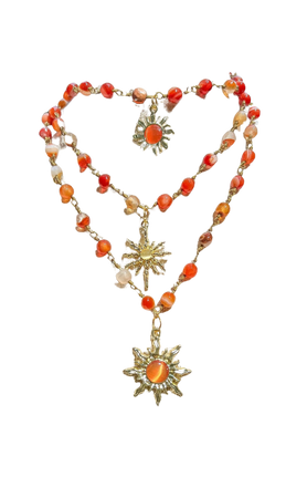 Orange sun beaded necklace