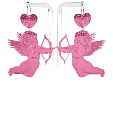 No Basic Bombshell Love Struck Cupid Earrings - Pink – Dolls Kill