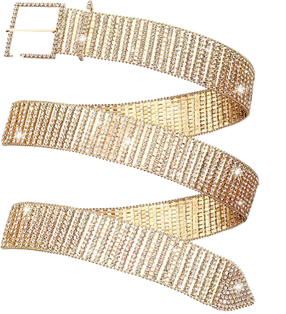 Women Rhinestone Belt Glitter Wide Waist Belt with Buckle Shiny Artificial Diamond Belt for Jeans Dresses (Gold) at Amazon Women’s Clothing store