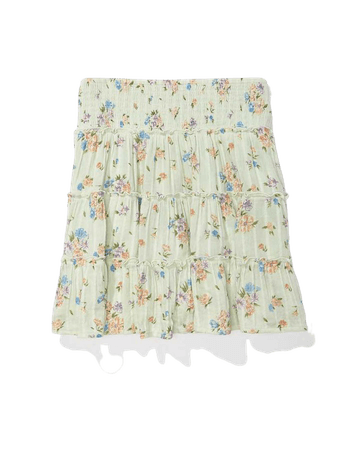 AE Floral Smocked Tiered Mini Skirt