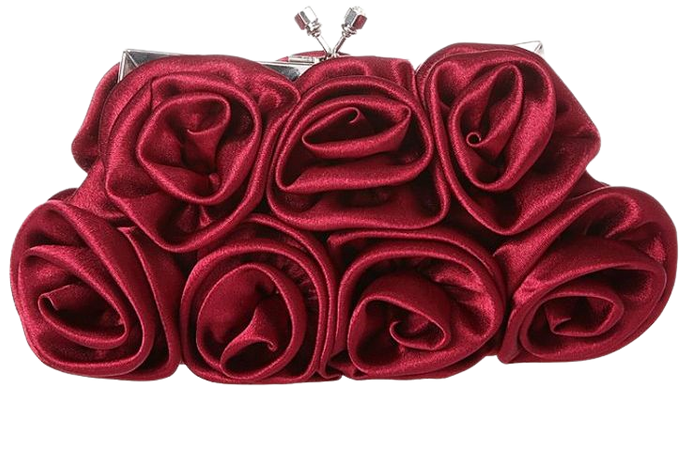 Red Rose Prom Clutch Bag Satin Evening Bag for Cocktail Party