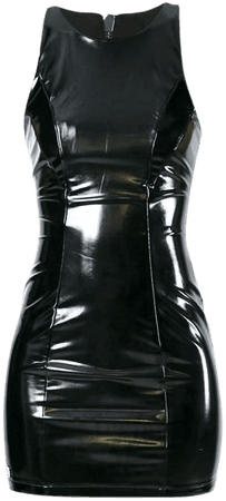 *clipped by @luci-her* Black Latex PVC Halter Neck Dress