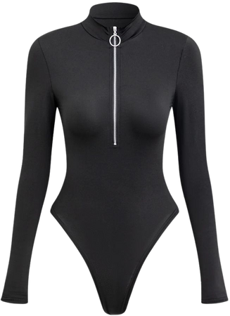Zipper Mock Neck Long Sleeve Bodysuit – Micas
